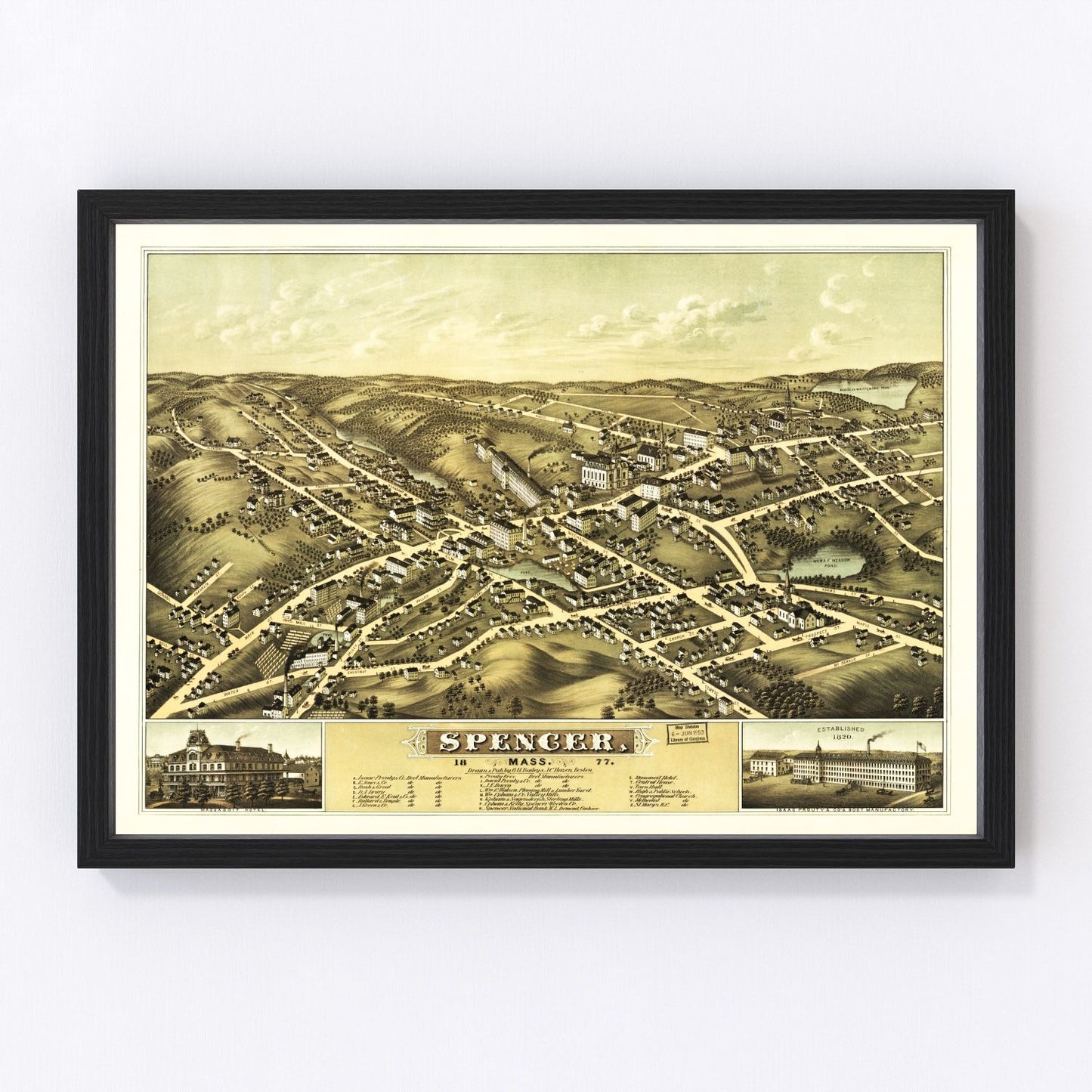 Vintage map of Spencer, Massachusetts, 1877
