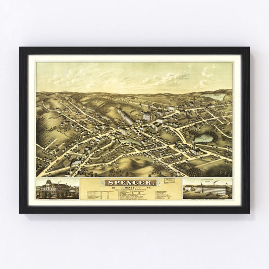 Vintage map of Spencer, Massachusetts, 1877