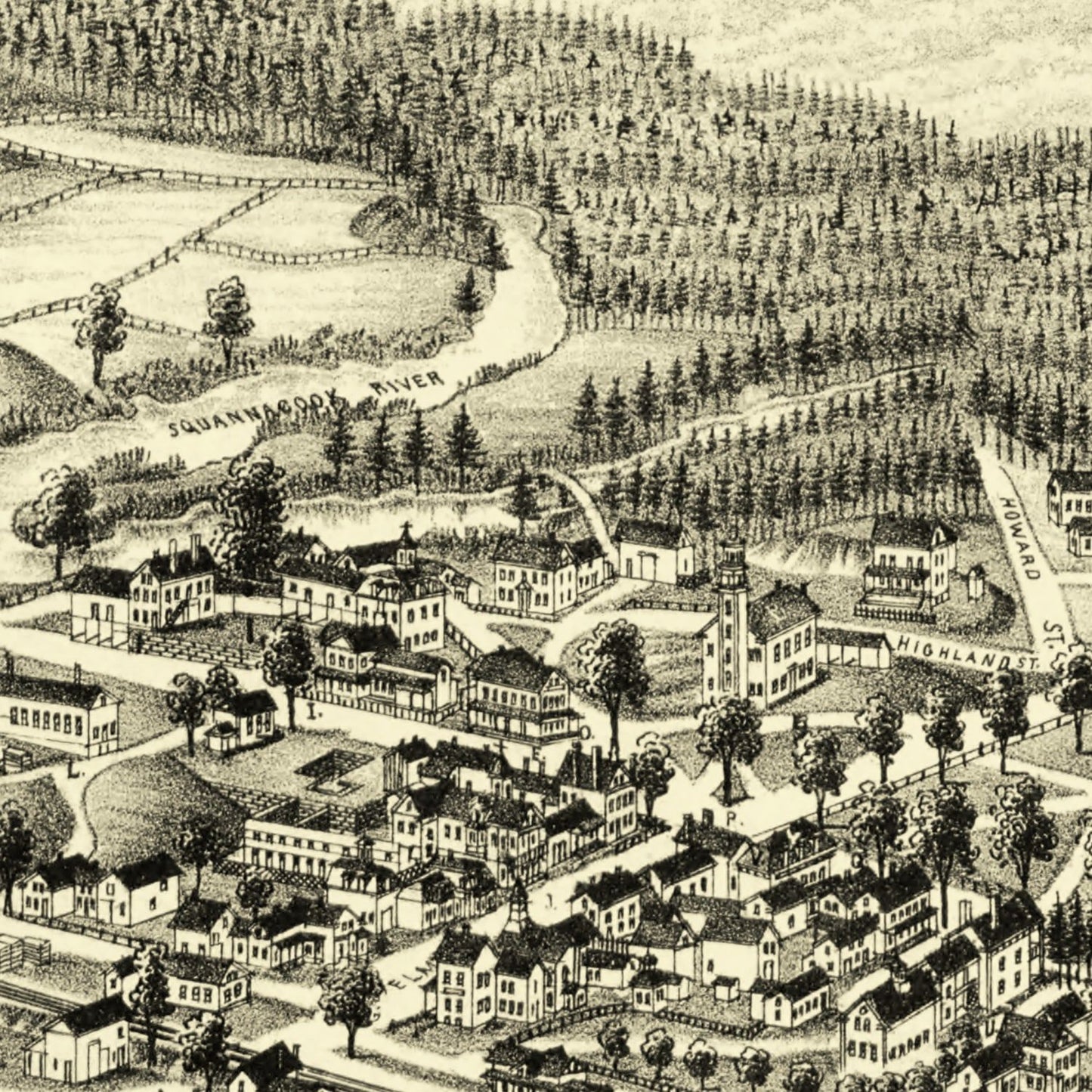 Vintage Map of Townsend Center, Massachusetts, 1889