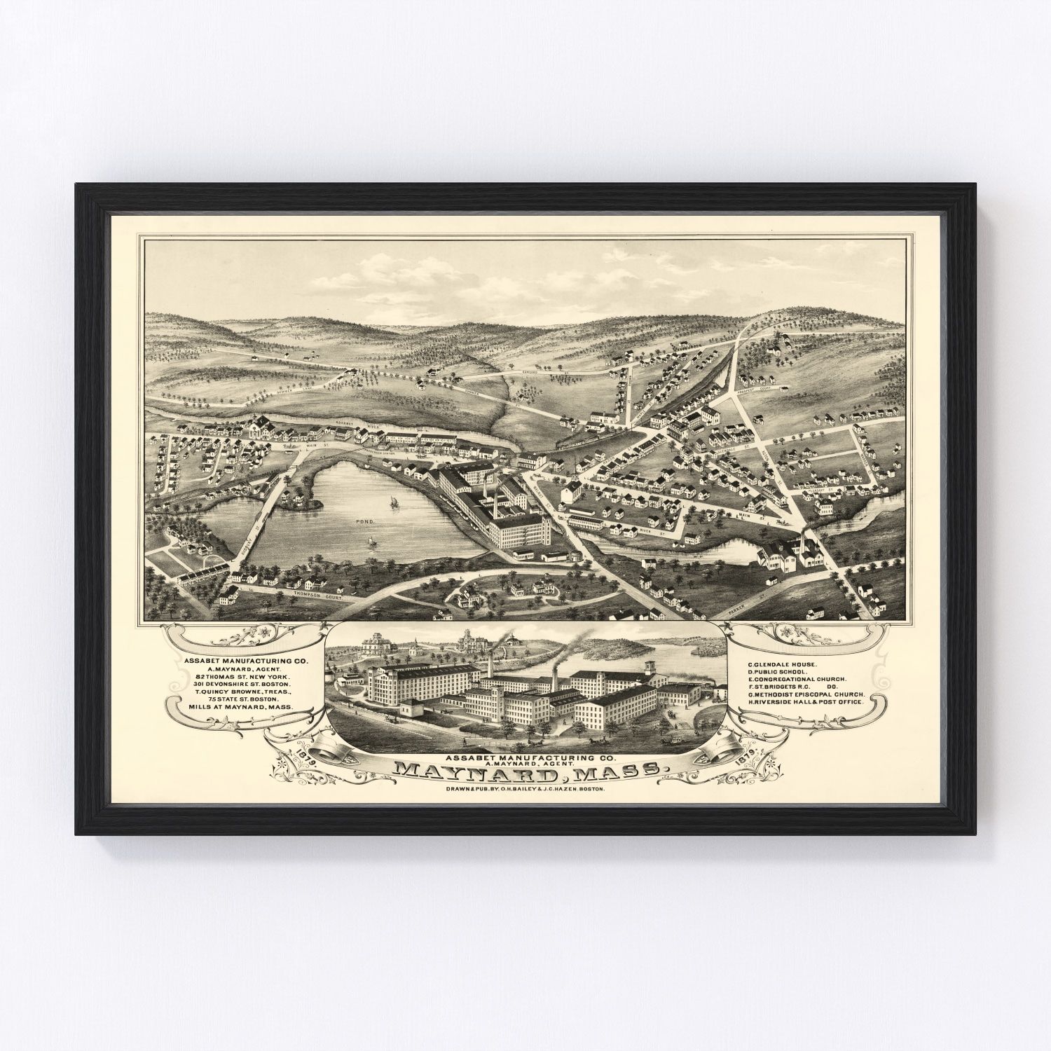 Vintage map of Maynard, Massachusetts, 1879