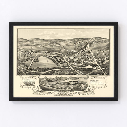 Vintage map of Maynard, Massachusetts, 1879