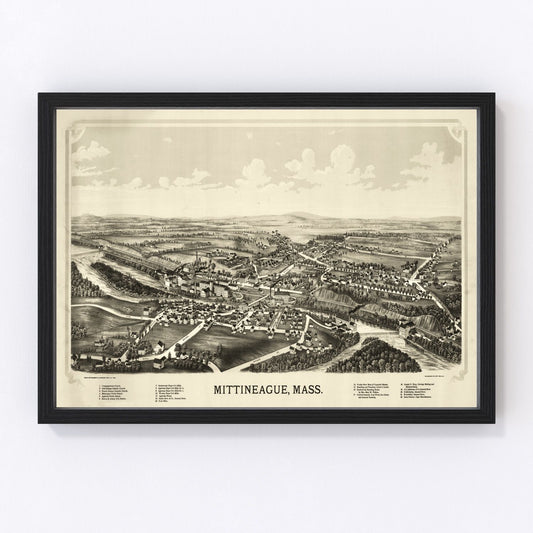 Vintage map of Mittineague, Massachusetts, 1889