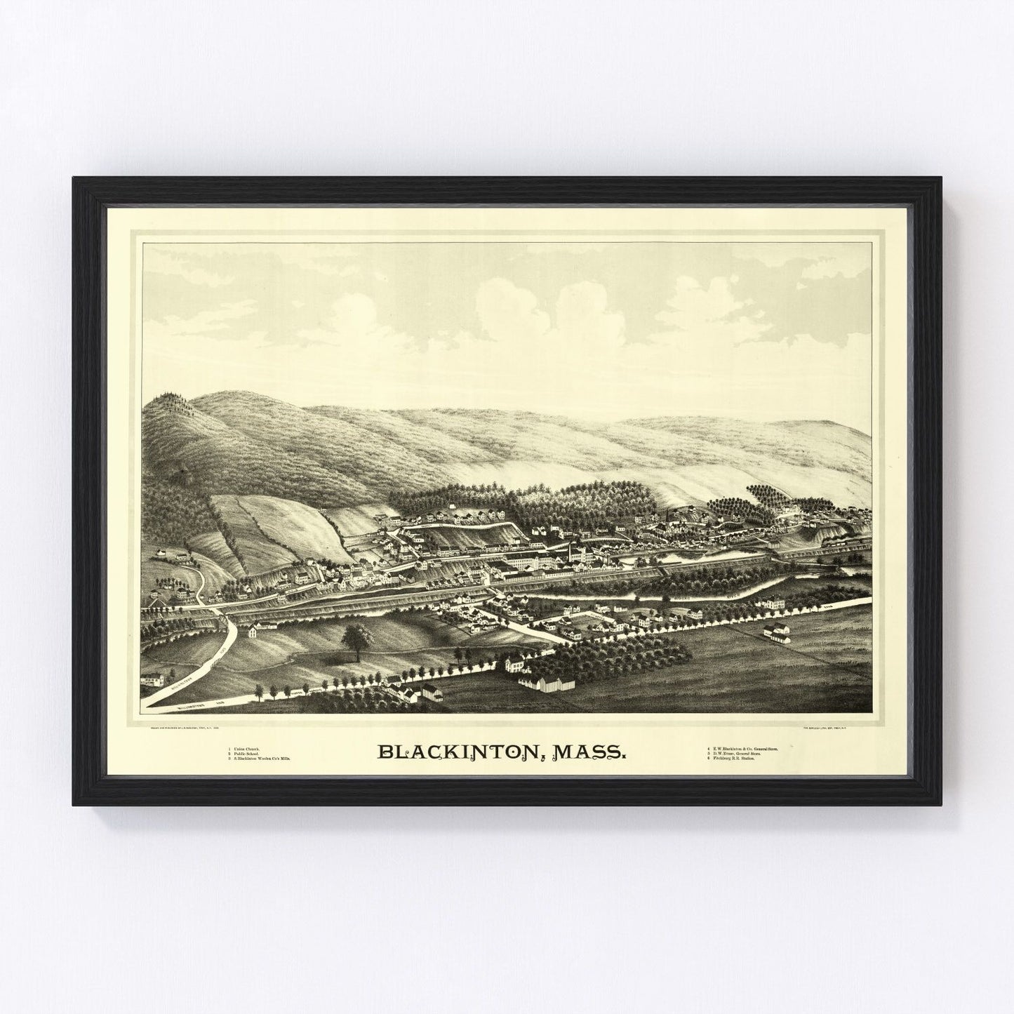 Vintage map of Blackinton, Massachusetts, 1889