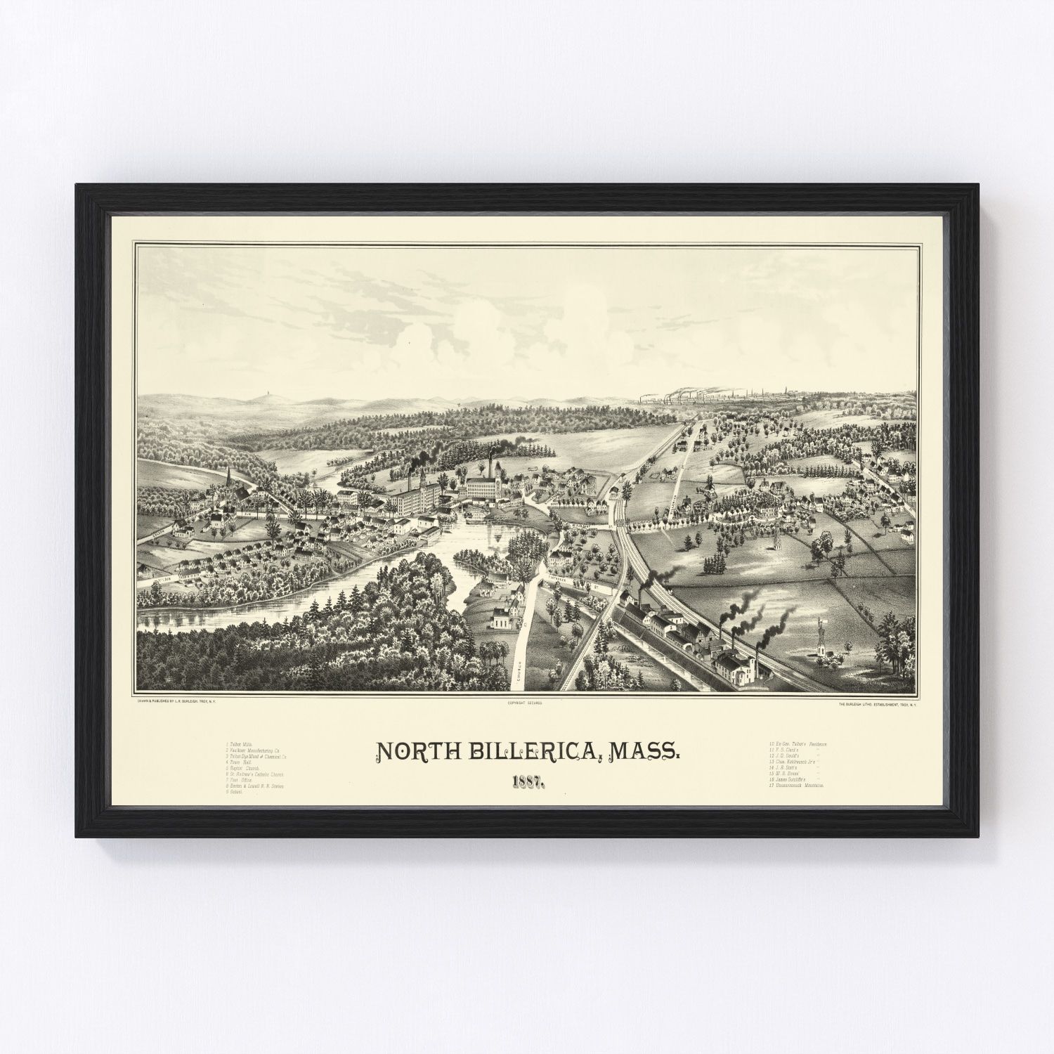 vintage map of North Billerica, Massachusetts, 1887