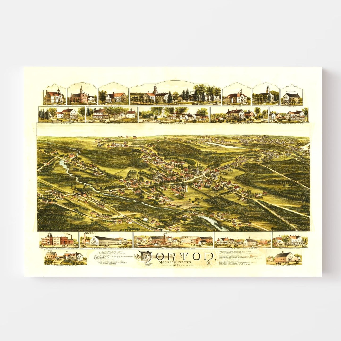 Vintage Map of Norton, Massachusetts, 1891