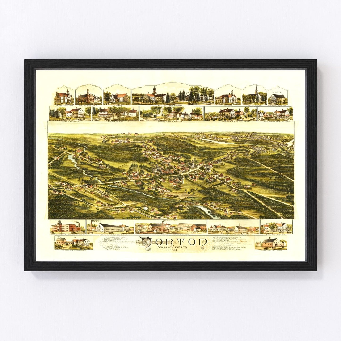 vintage map of Norton, Massachusetts, 1891