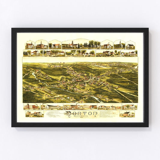 vintage map of Norton, Massachusetts, 1891