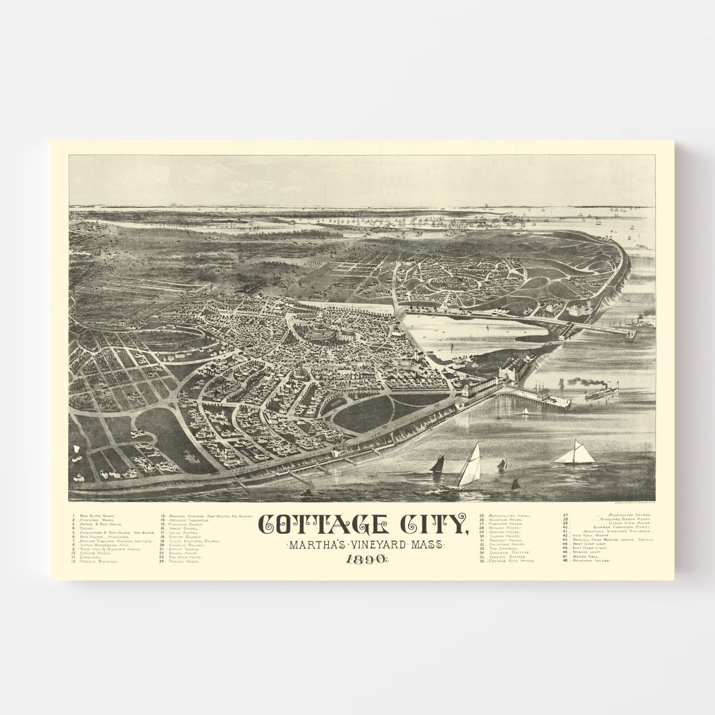 Vintage Map of Cottage City, Massachusetts 1890