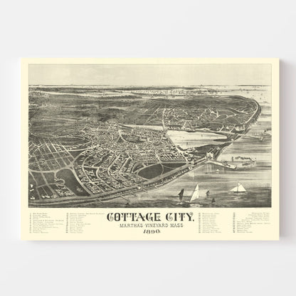 Vintage Map of Cottage City, Massachusetts 1890