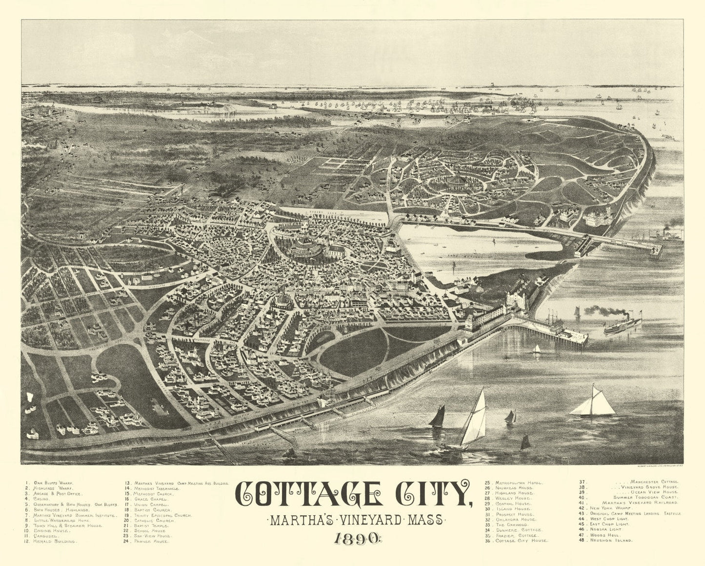 Vintage Map of Cottage City, Massachusetts 1890