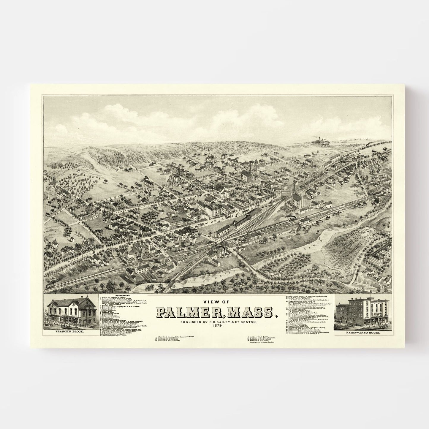 Vintage Map of Palmer, Massachusetts, 1879