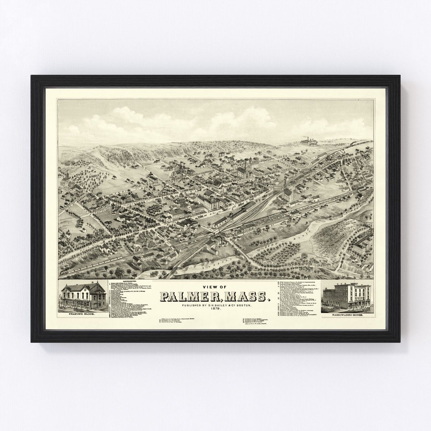 Vintage map of Palmer, Massachusetts, 1879