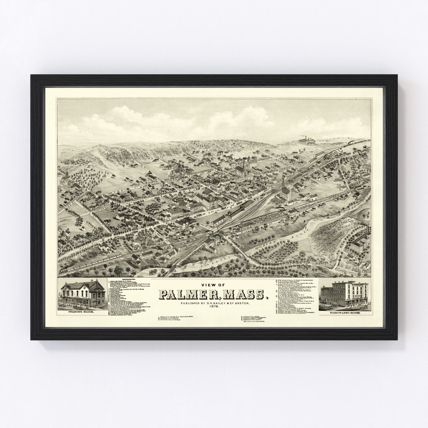 Vintage map of Palmer, Massachusetts, 1879