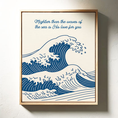 Mightier Than the Waves Ocean Scripture Wall Art
