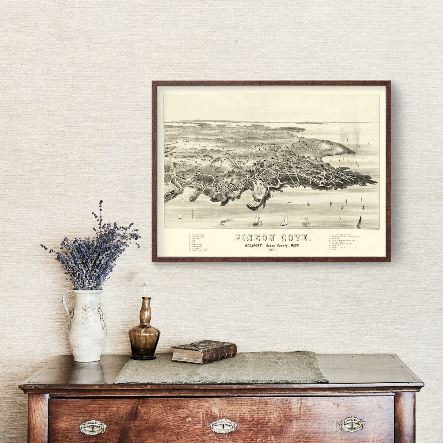 Vintage Map of Pigeon Cove, Massachusetts, 1886