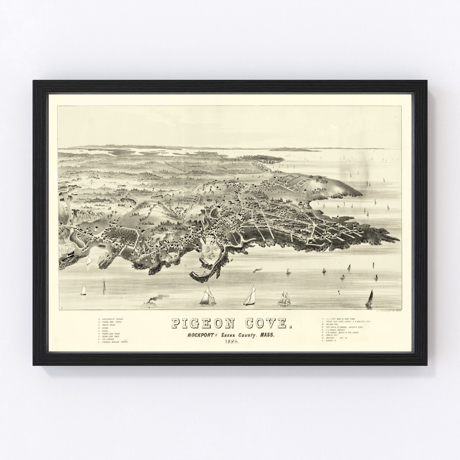 vintage map of Pigeon Cove, Massachusetts, 1886