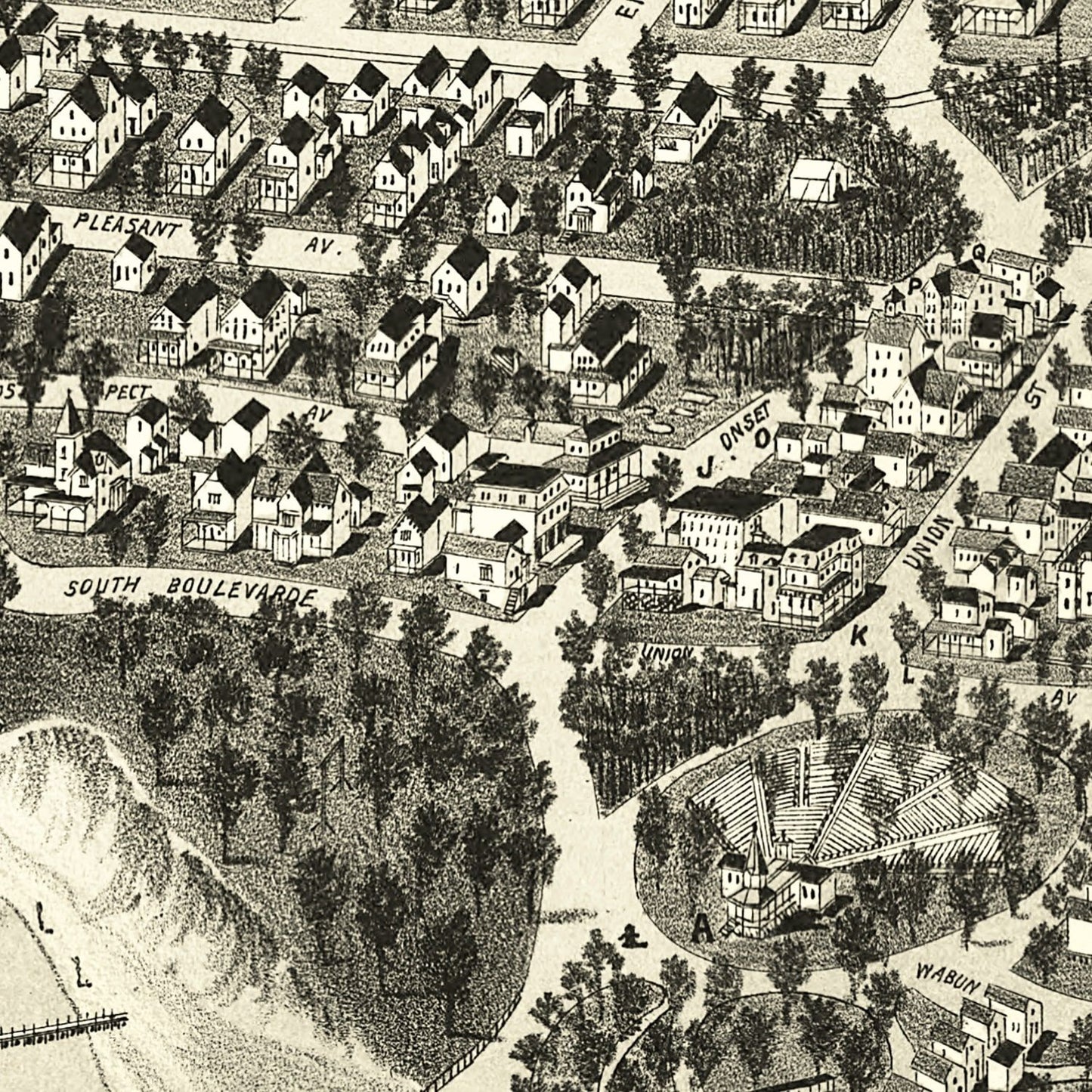 Vintage Map of Onset Bay Grove, Massachusetts, 1885