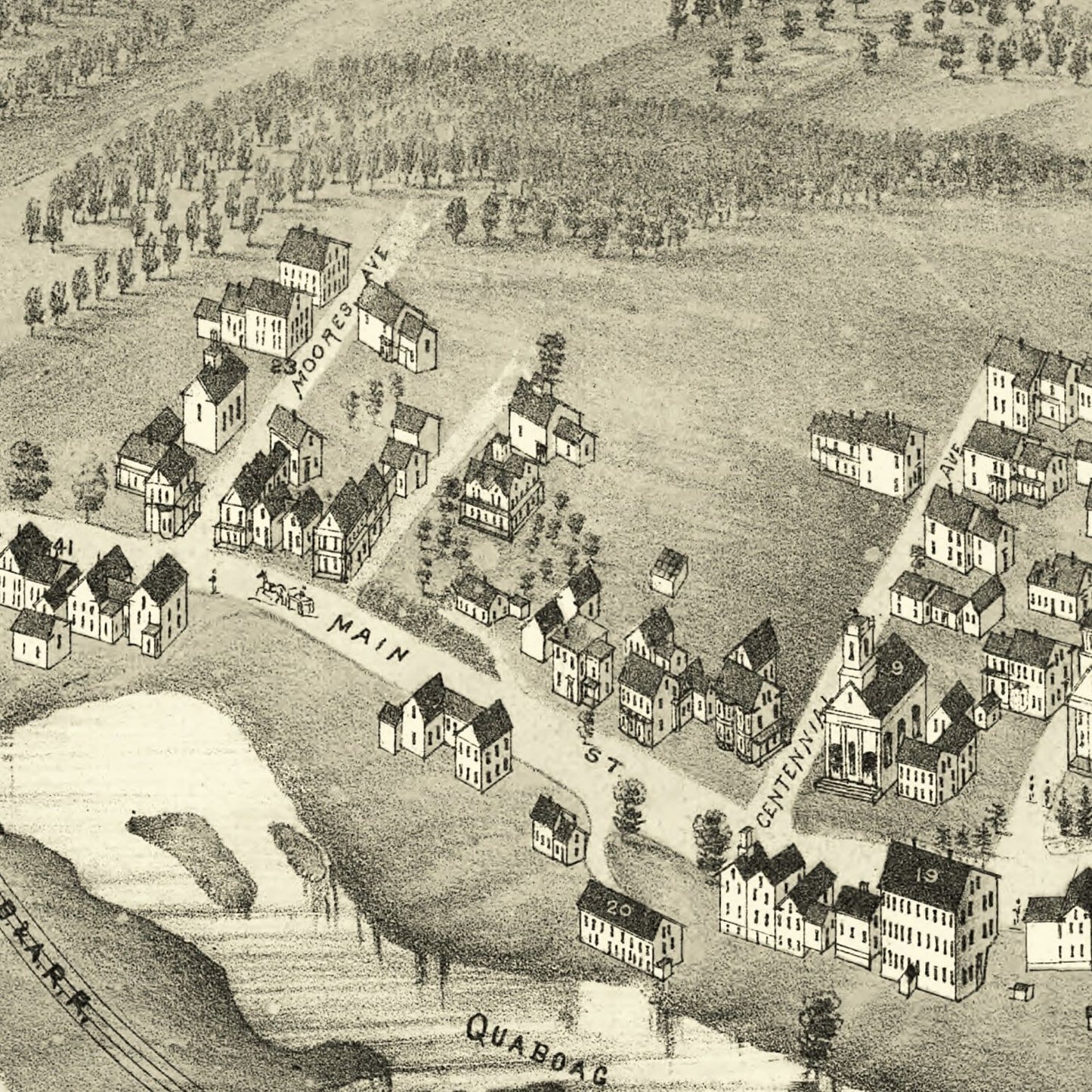 Vintage Map of Warren, Massachusetts, 1879