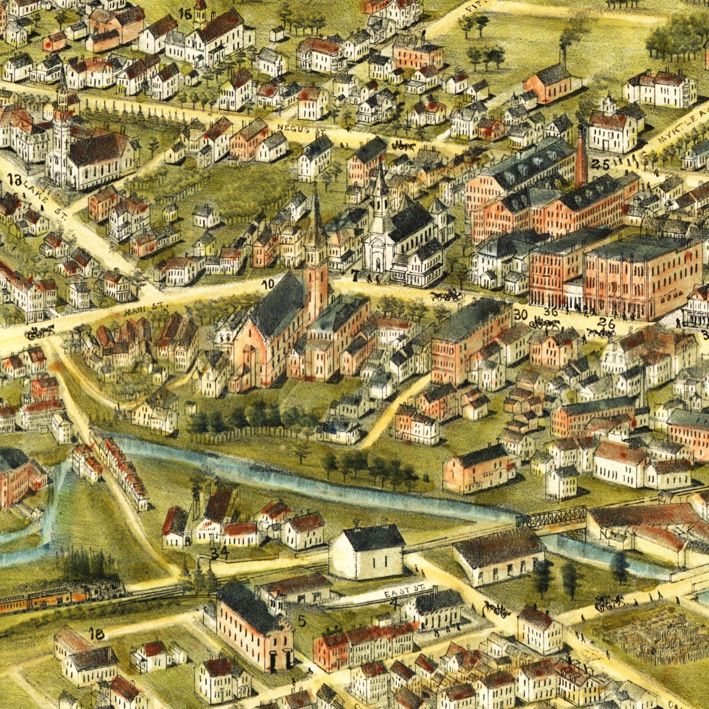 Vintage Map of Webster, Massachusetts 1892 Edition B