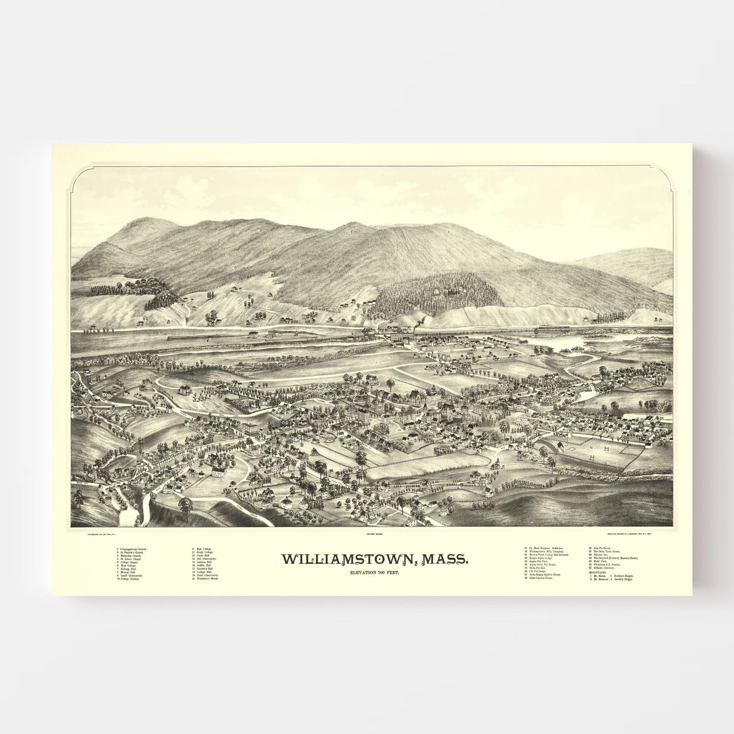 Vintage Map of Williamstown, Massachusetts, 1898