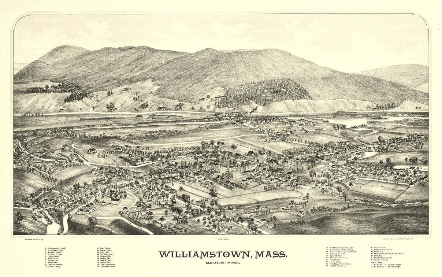 Vintage Map of Williamstown, Massachusetts, 1898
