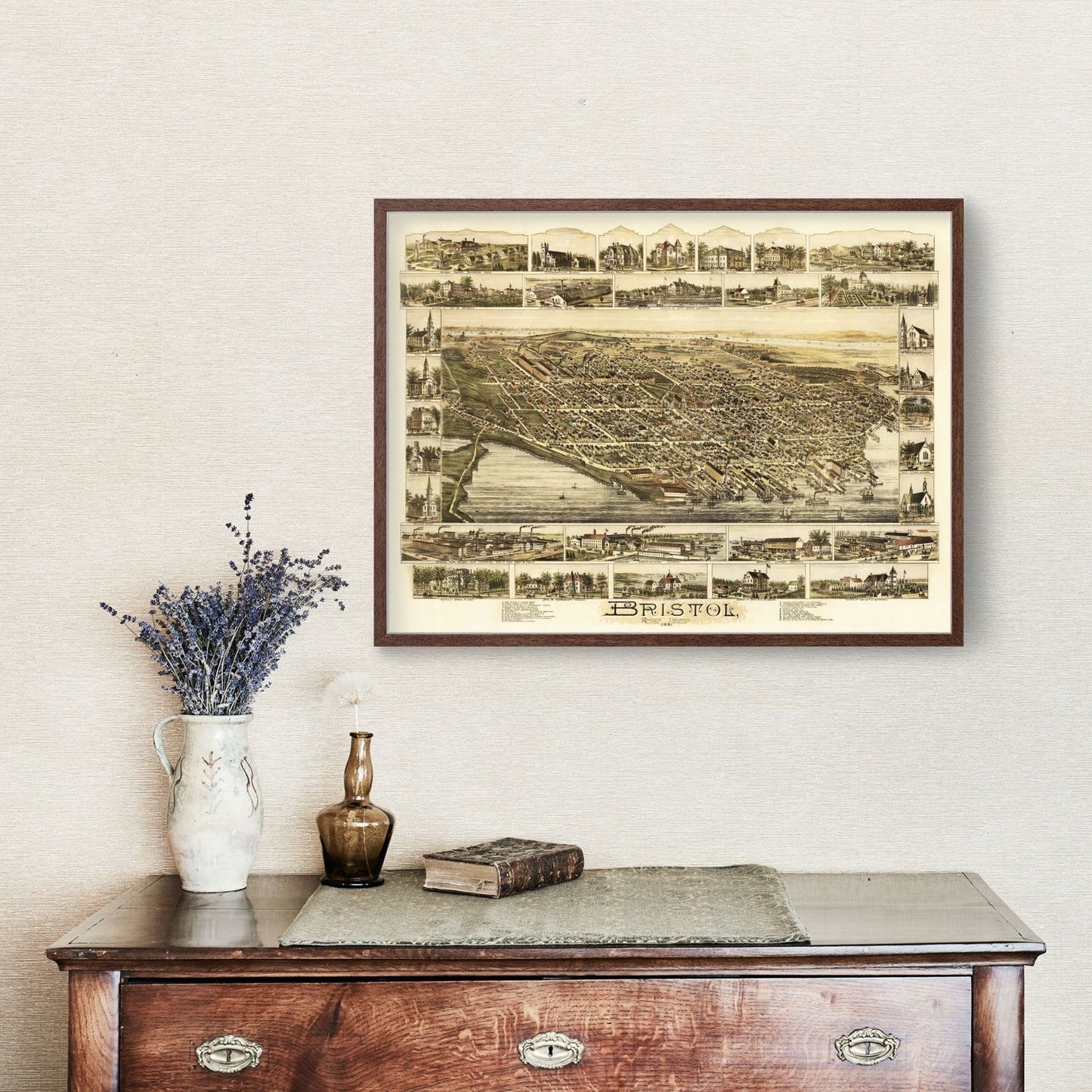 Vintage Map of Bristol, Rhode Island, 1891