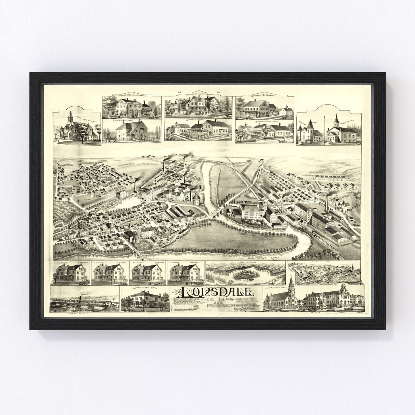 vintage map of Lonsdale, Rhode Island, 1888