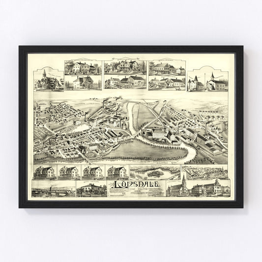 vintage map of Lonsdale, Rhode Island, 1888