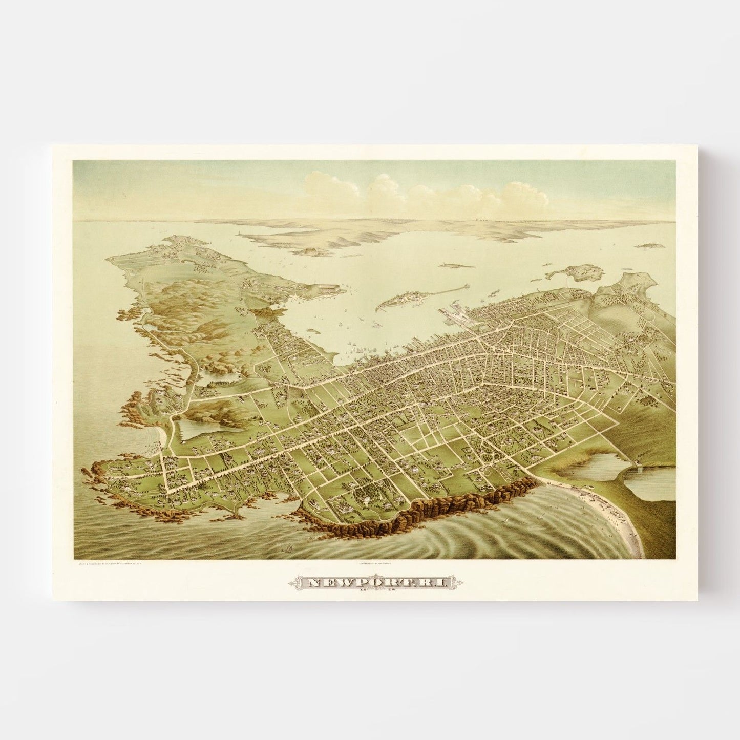 Vintage Map of Newport, Rhode Island, 1878