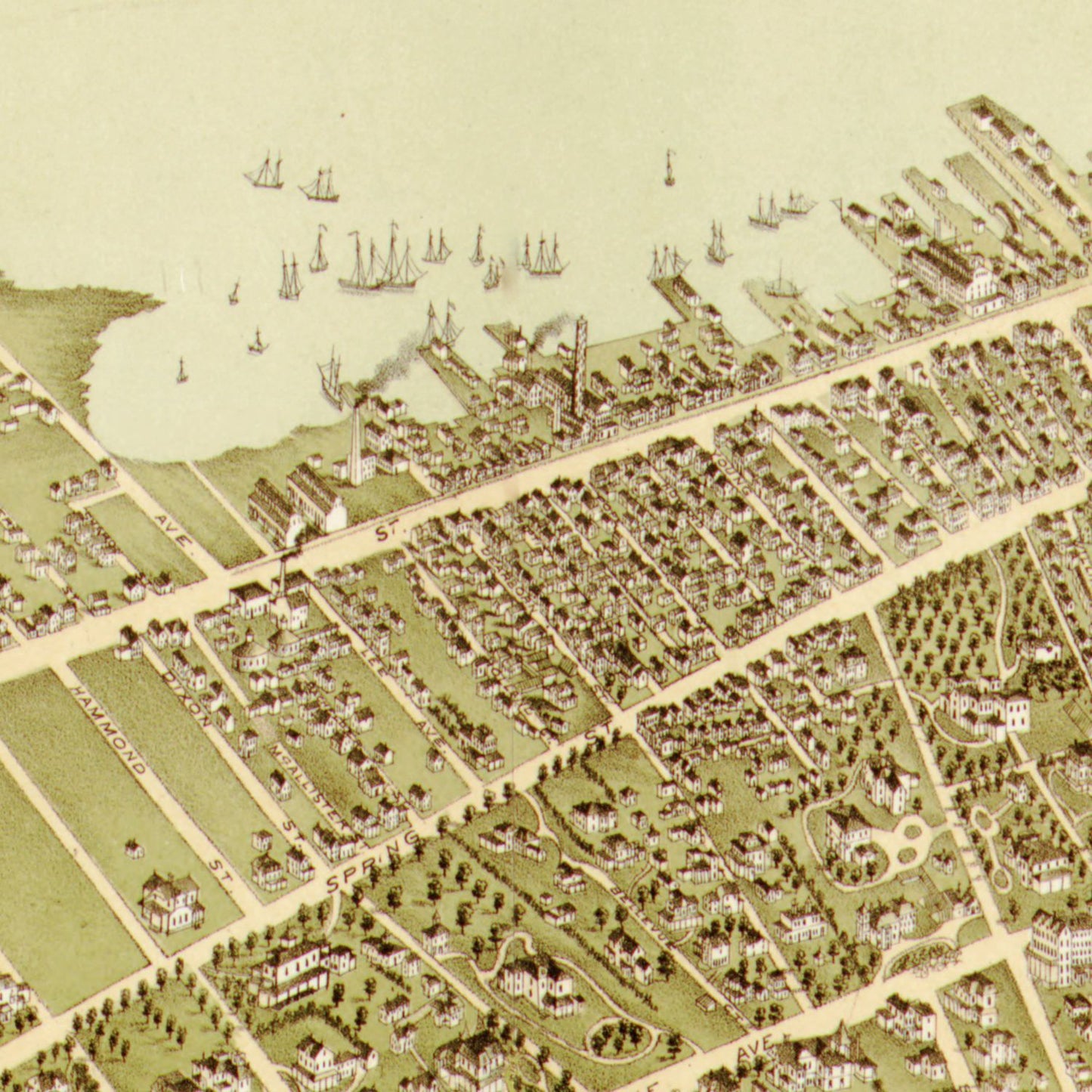 Vintage Map of Newport, Rhode Island, 1878