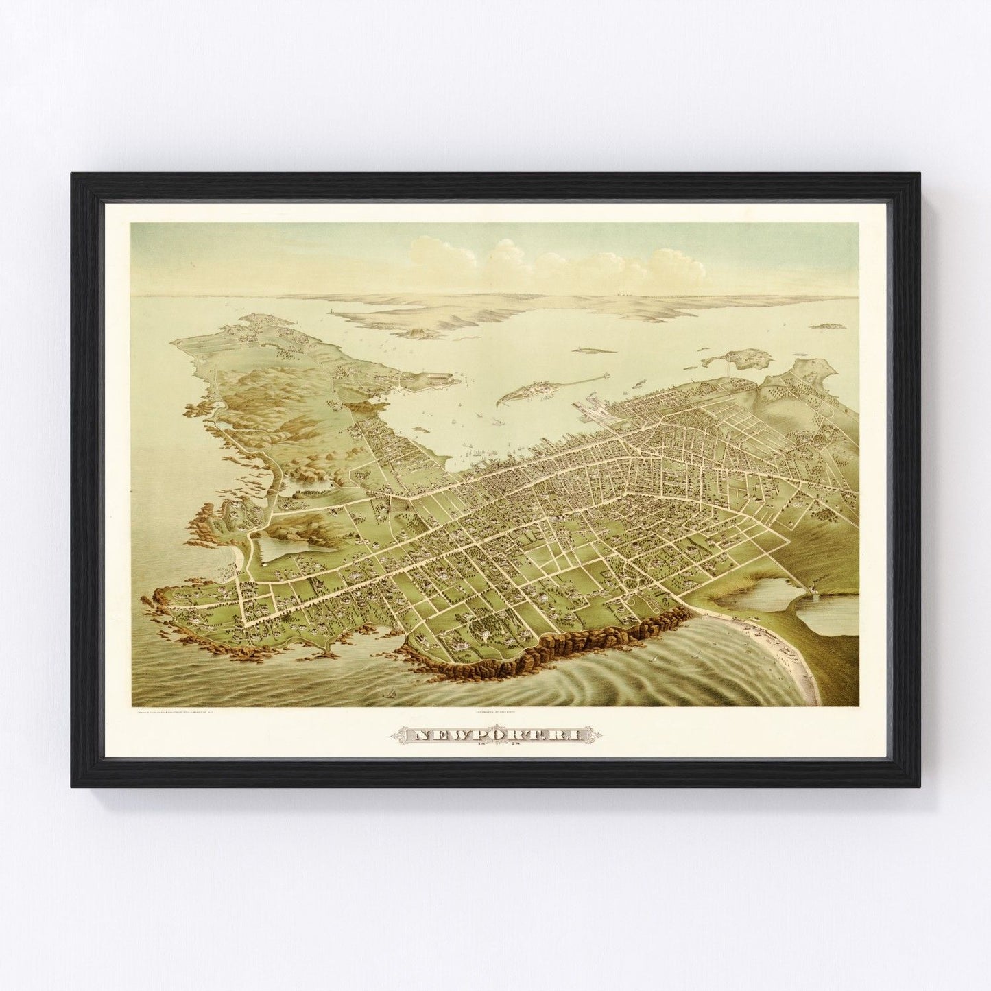 Vintage map of Newport, Rhode Island, 1878