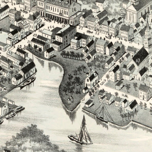 Vintage Map of Wickford, Rhode Island, 1888