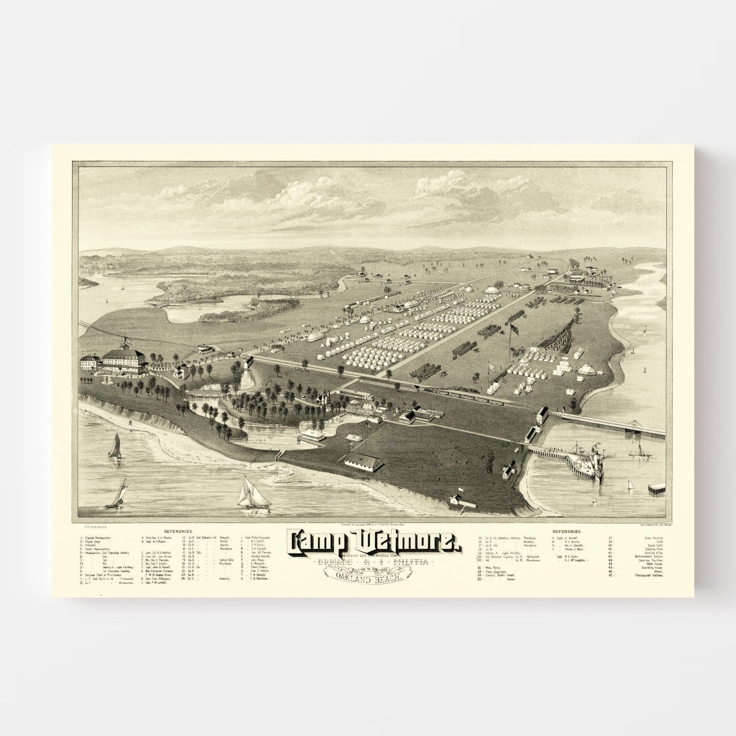 Vintage Map of Camp Wetmore, Rhode Island, 1885