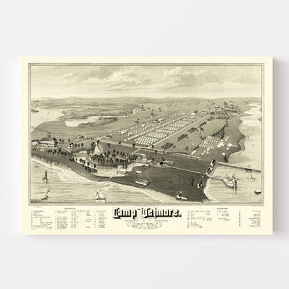 Vintage Map of Camp Wetmore, Rhode Island, 1885