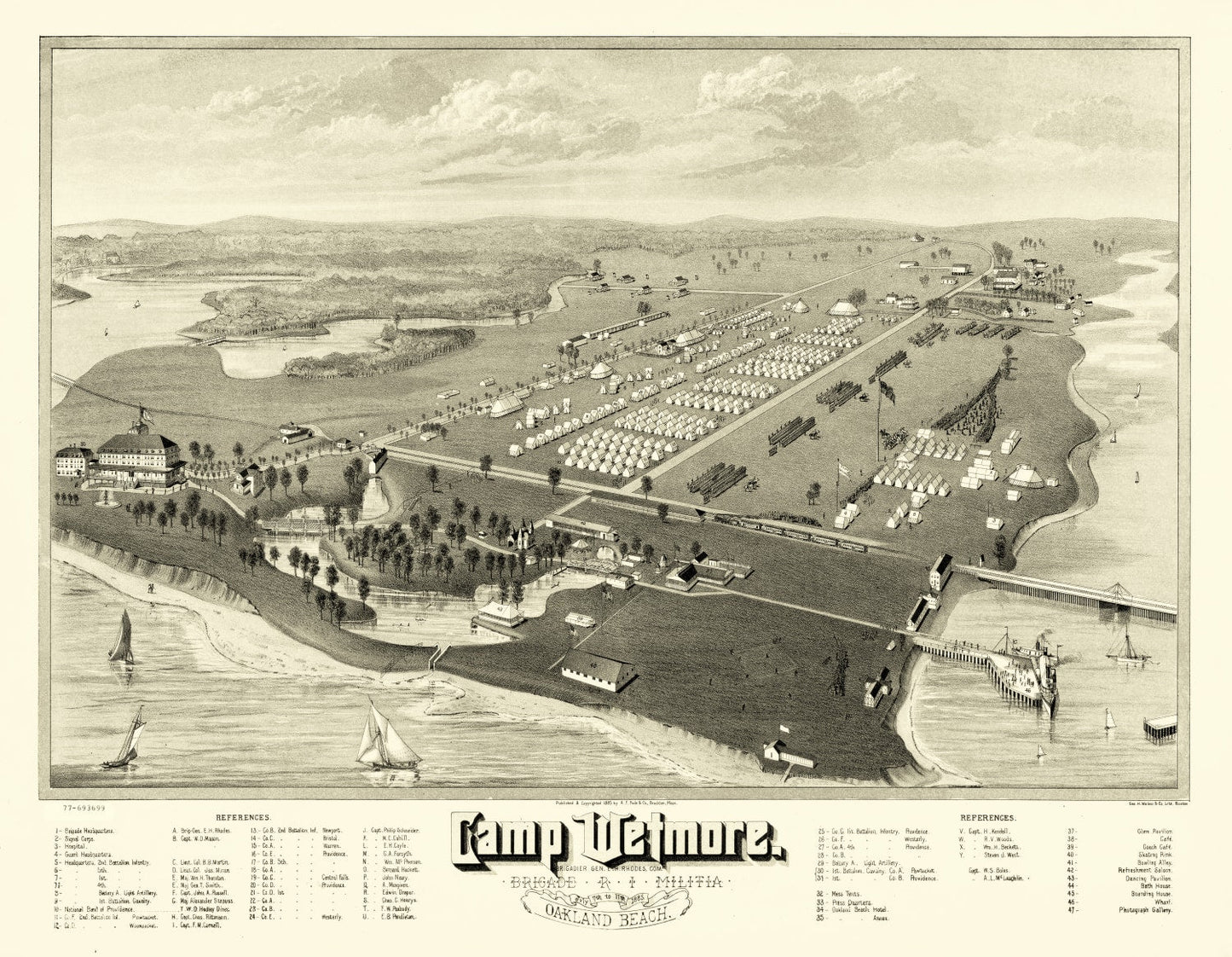Vintage Map of Camp Wetmore, Rhode Island, 1885