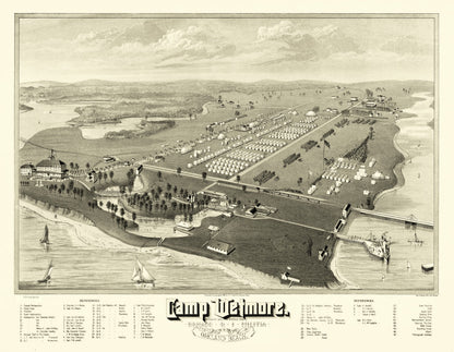 Vintage Map of Camp Wetmore, Rhode Island, 1885