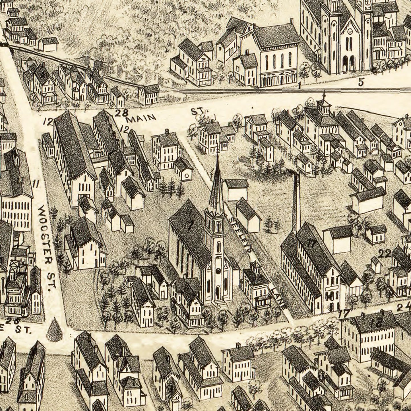 Vintage Map of Bethel, Connecticut, 1879