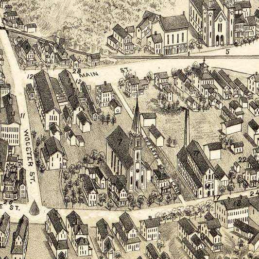 Vintage Map of Bethel, Connecticut, 1879