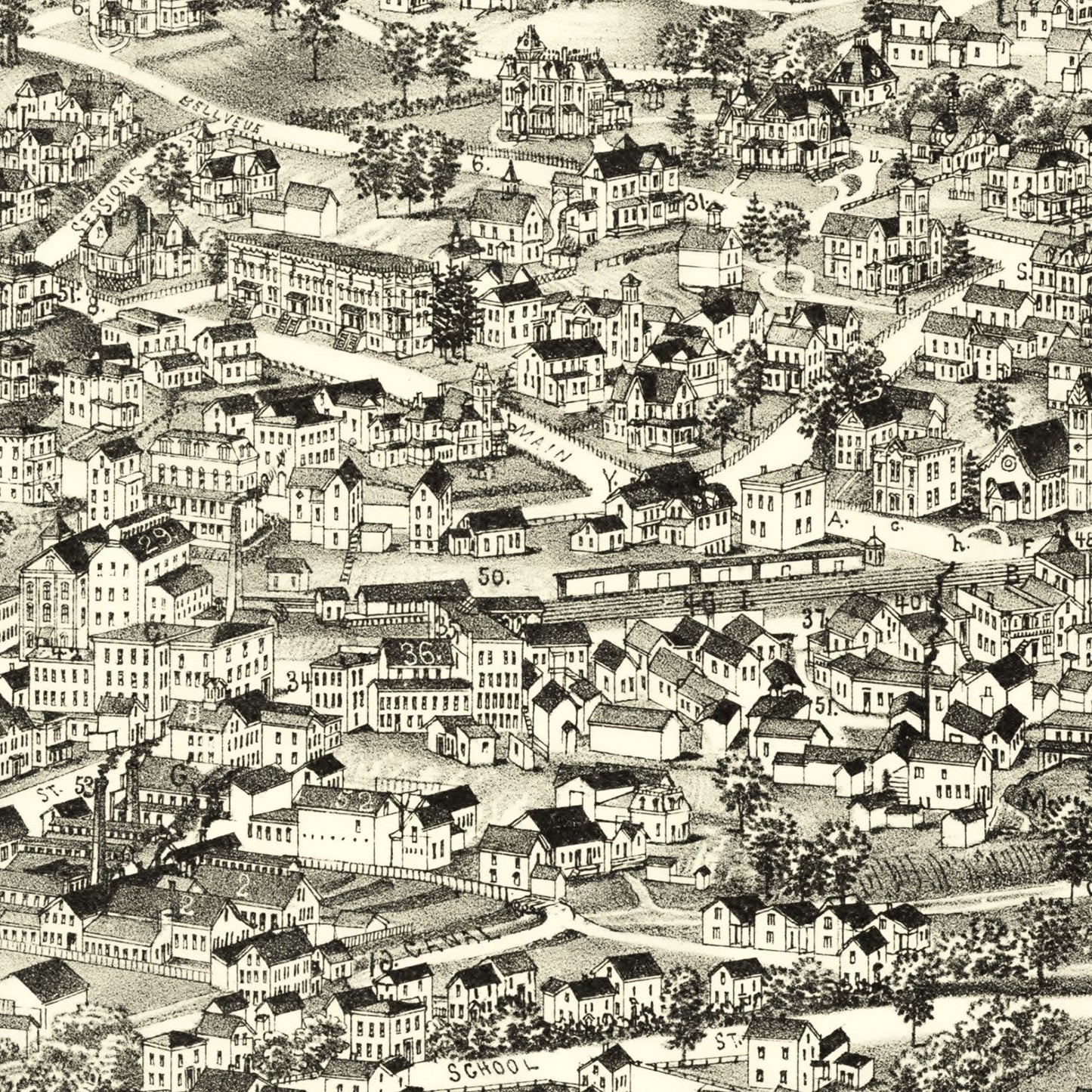 Vintage Map of Bristol, Connecticut, 1889