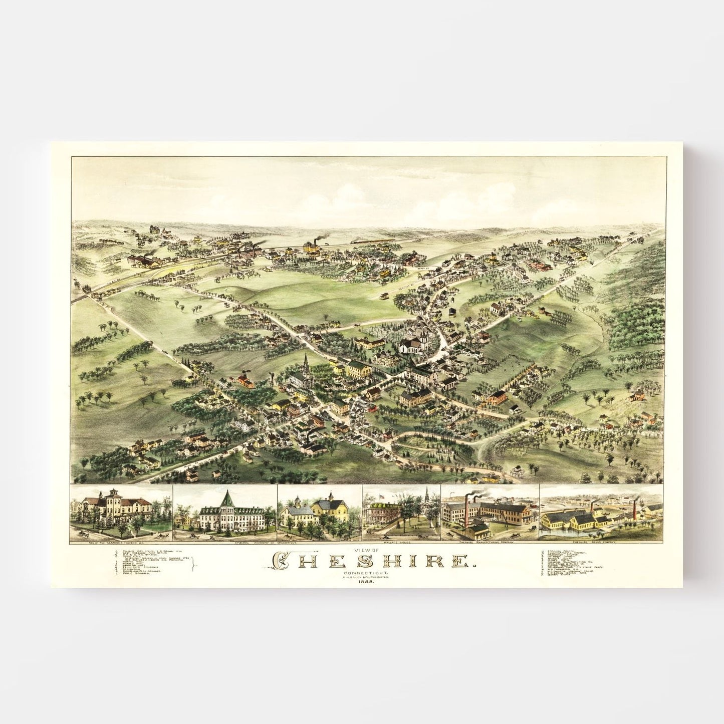 Vintage Map of Cheshire, Connecticut, 1882