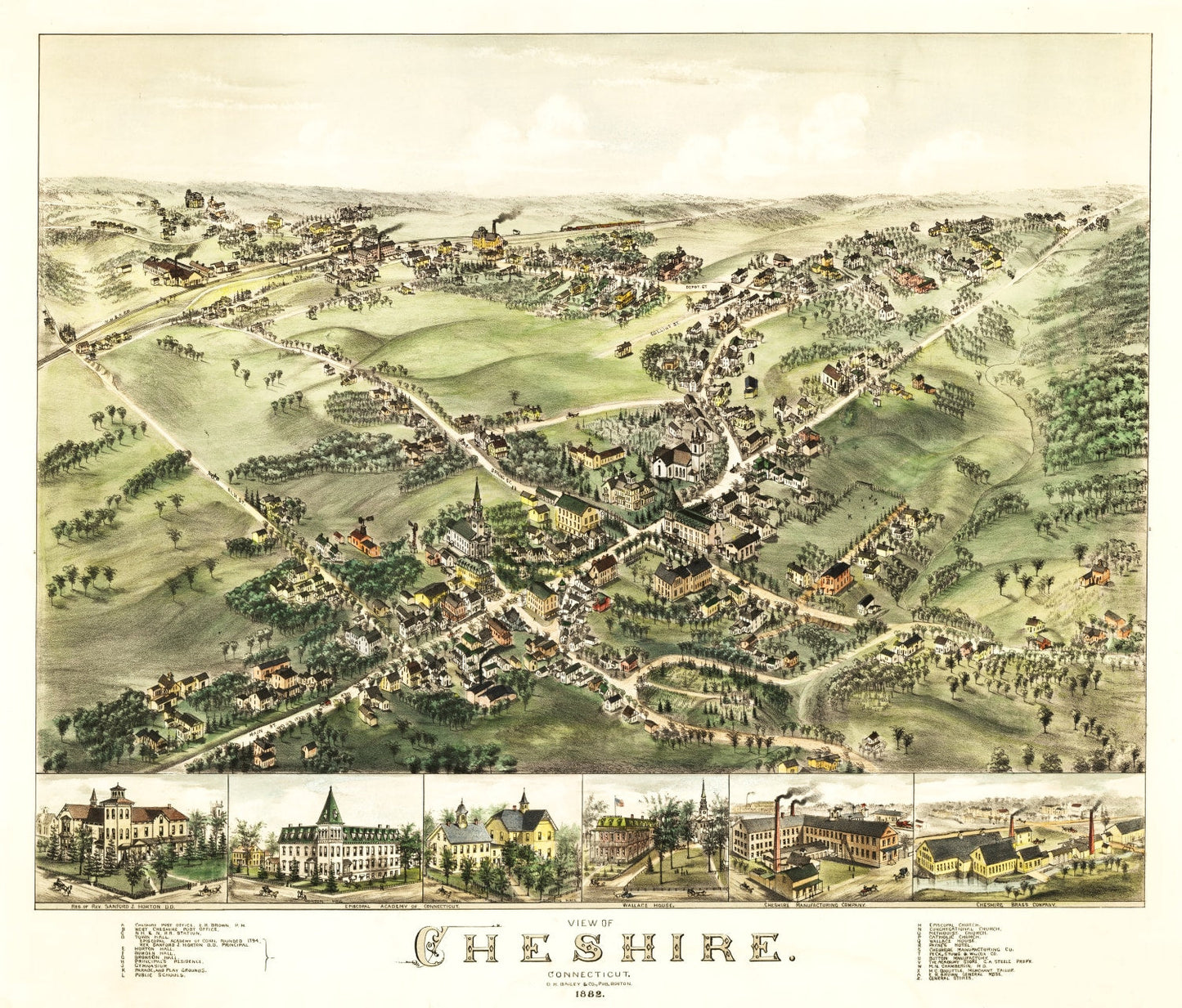 Vintage Map of Cheshire, Connecticut, 1882