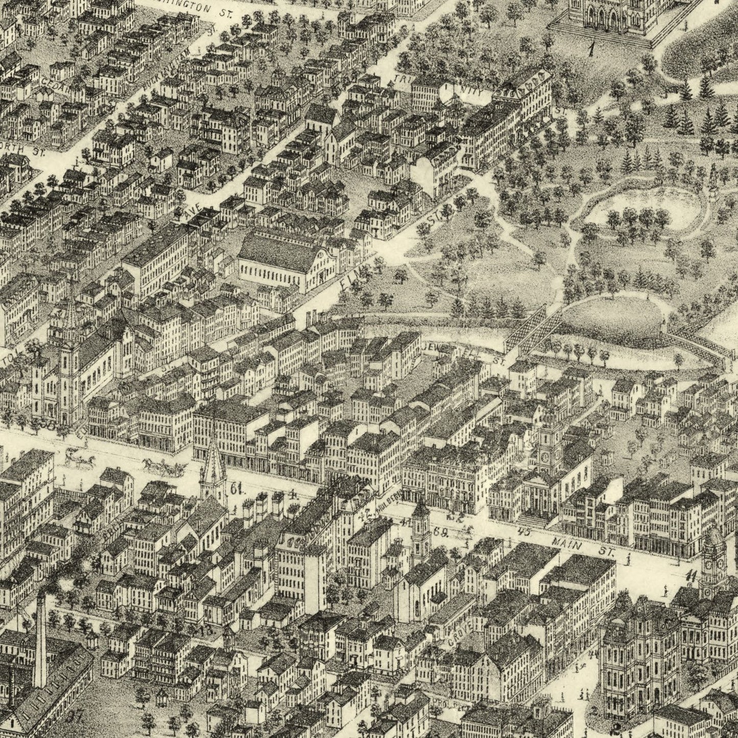 Vintage Map of Hartford, Connecticut, 1877