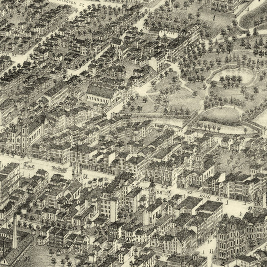 Vintage Map of Hartford, Connecticut, 1877