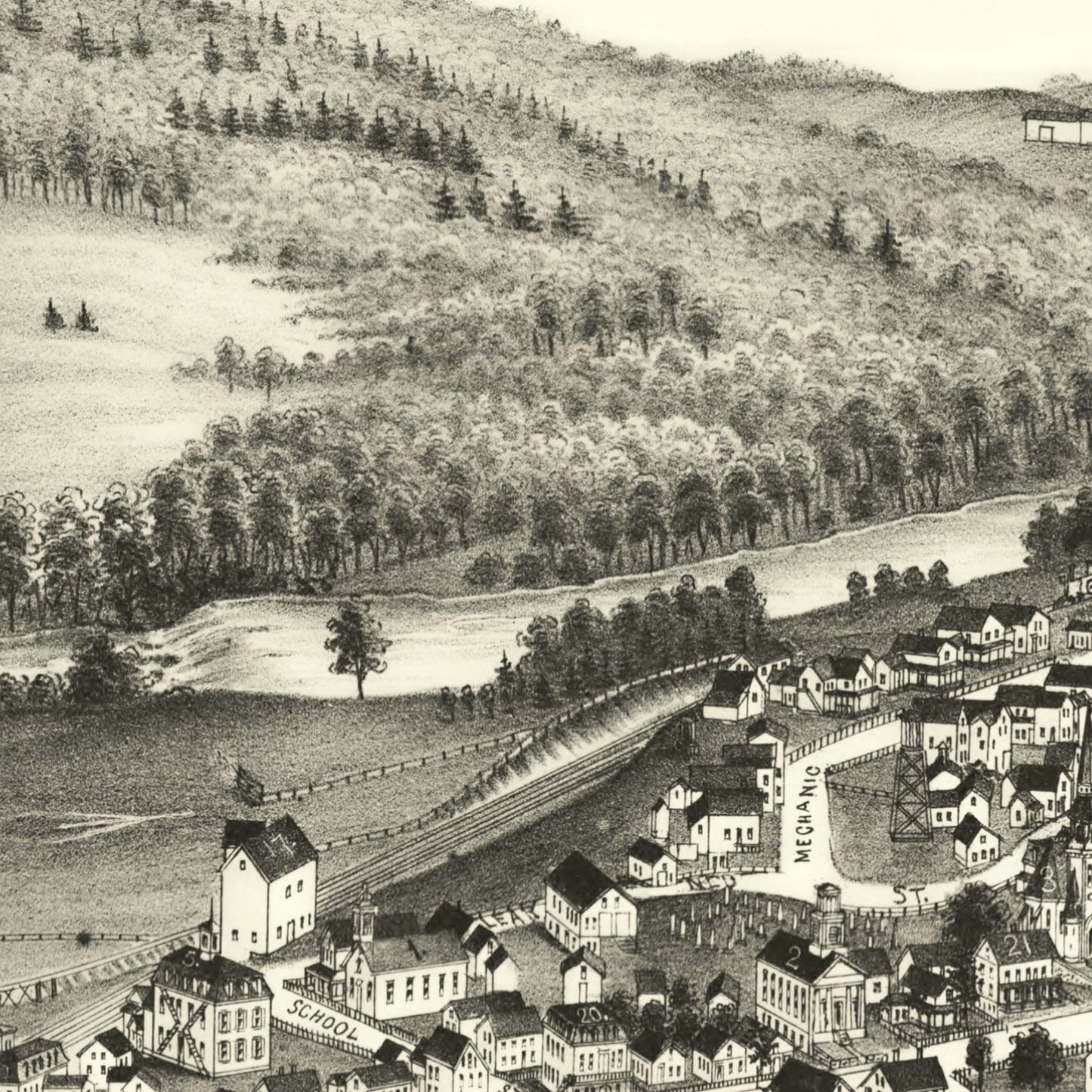 Vintage Map of Jewett City, Connecticut, 1889 (New London County)