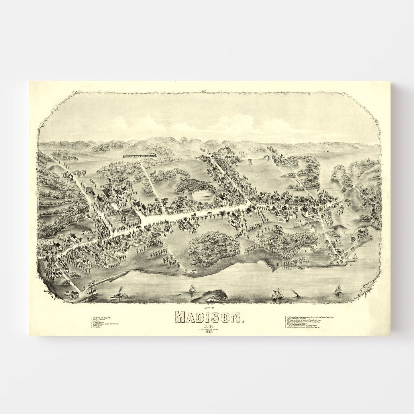 Vintage Map of Madison, Connecticut, 1881