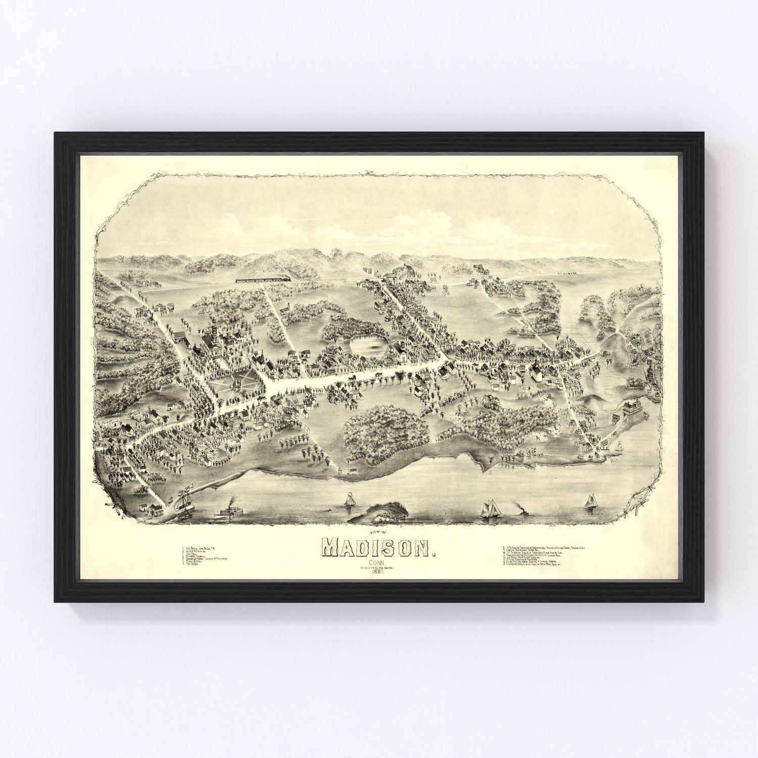 Vintage map of Madison, Connecticut, 1881