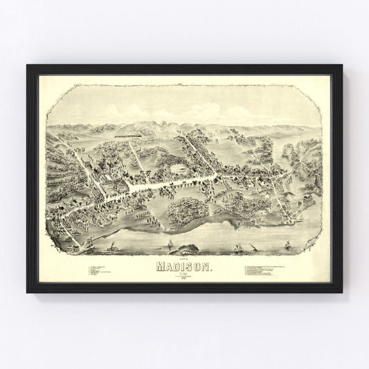 Vintage map of Madison, Connecticut, 1881