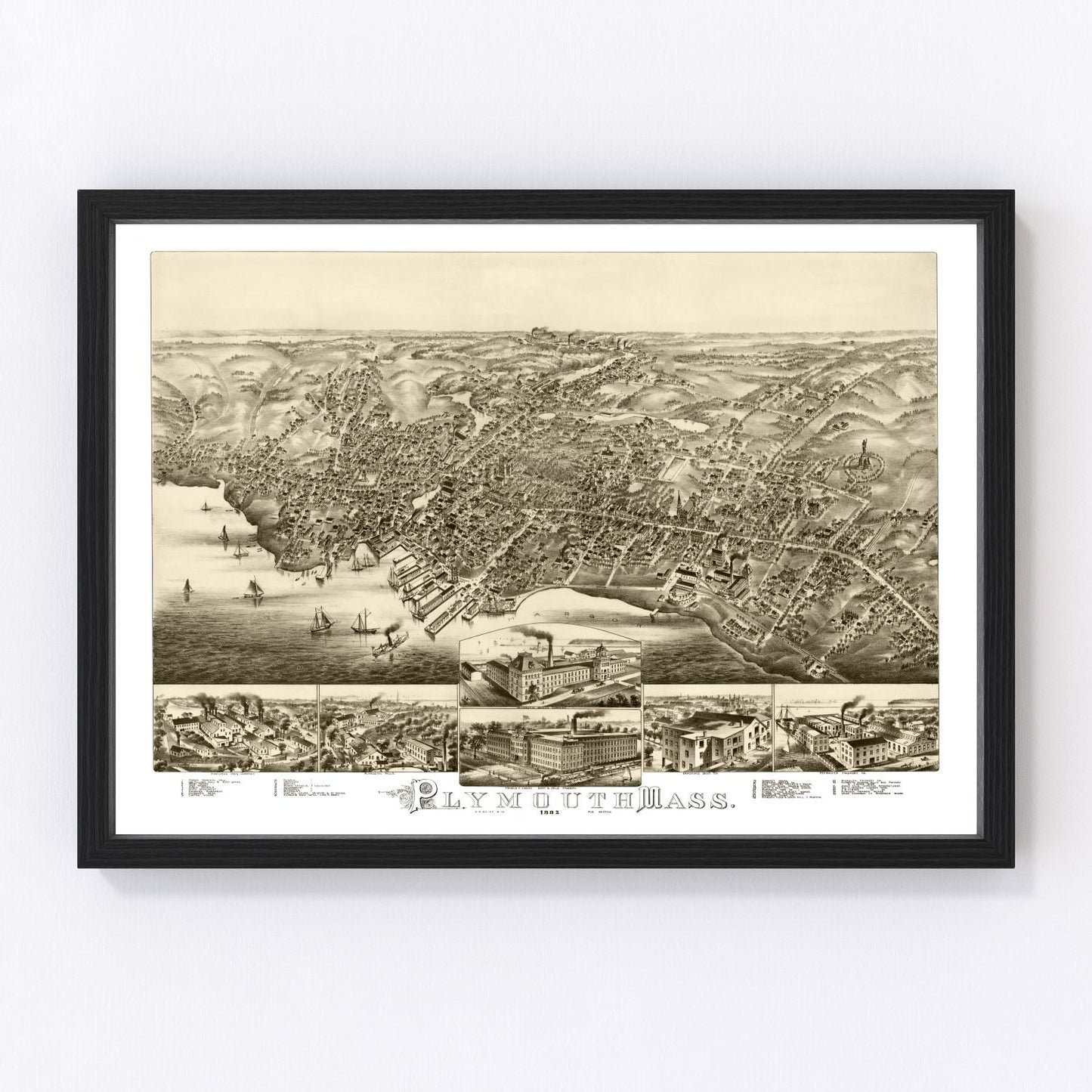 vintage map of Plymouth, Massachusetts, 1882