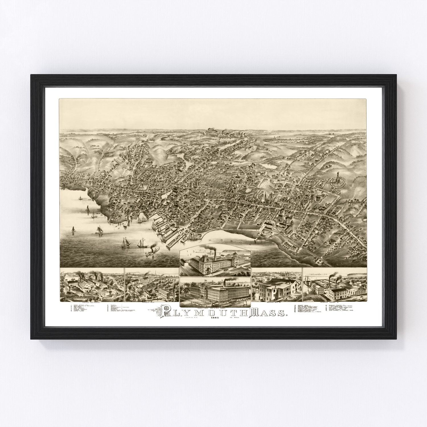 vintage map of Plymouth, Massachusetts, 1882
