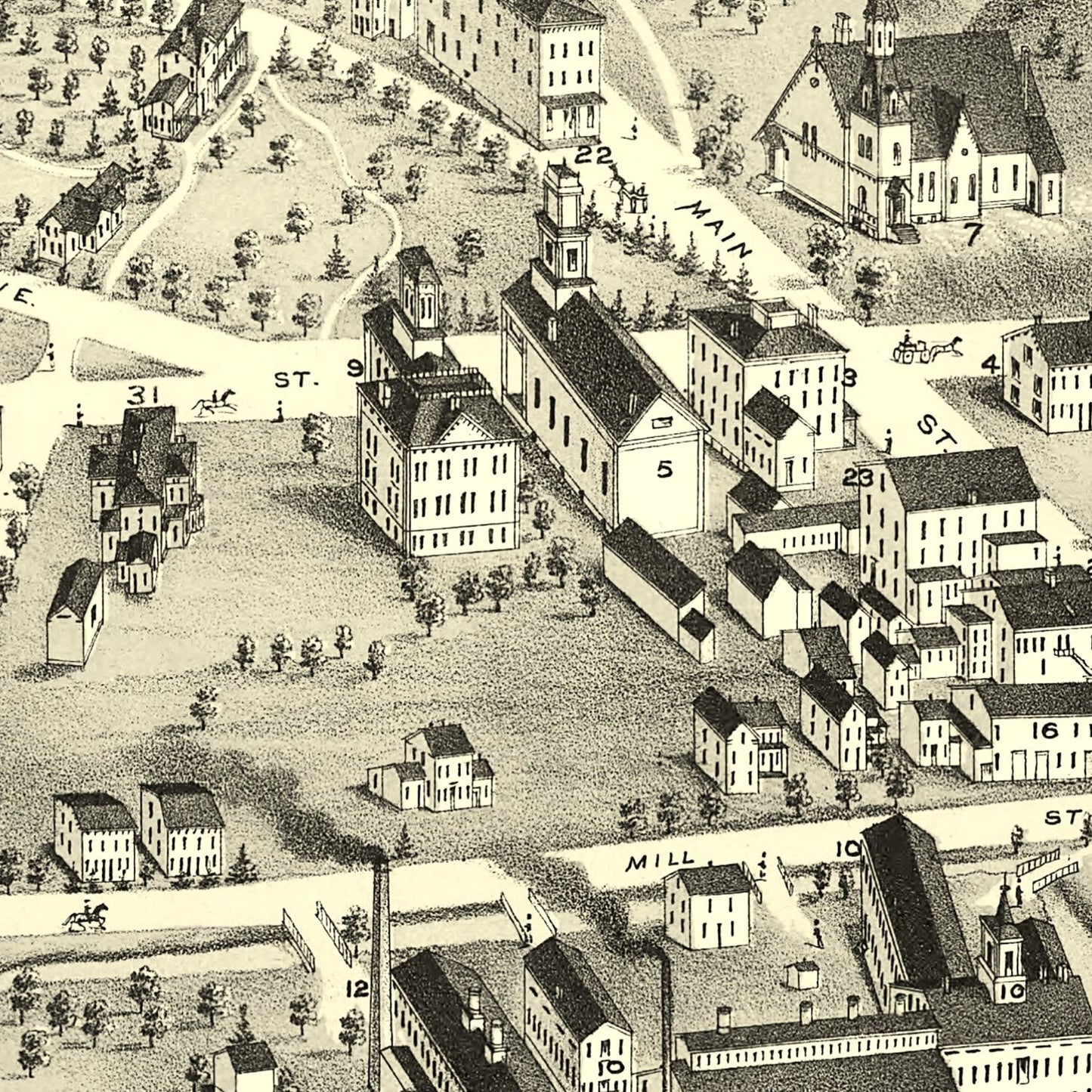 Vintage Map of Unionville, Connecticut, 1878
